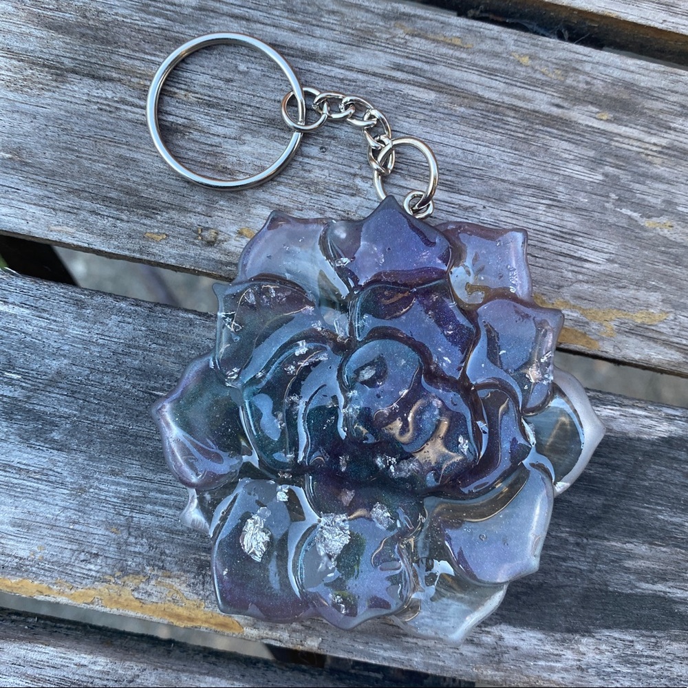 Handmade Succulent Custom Resin Keychain